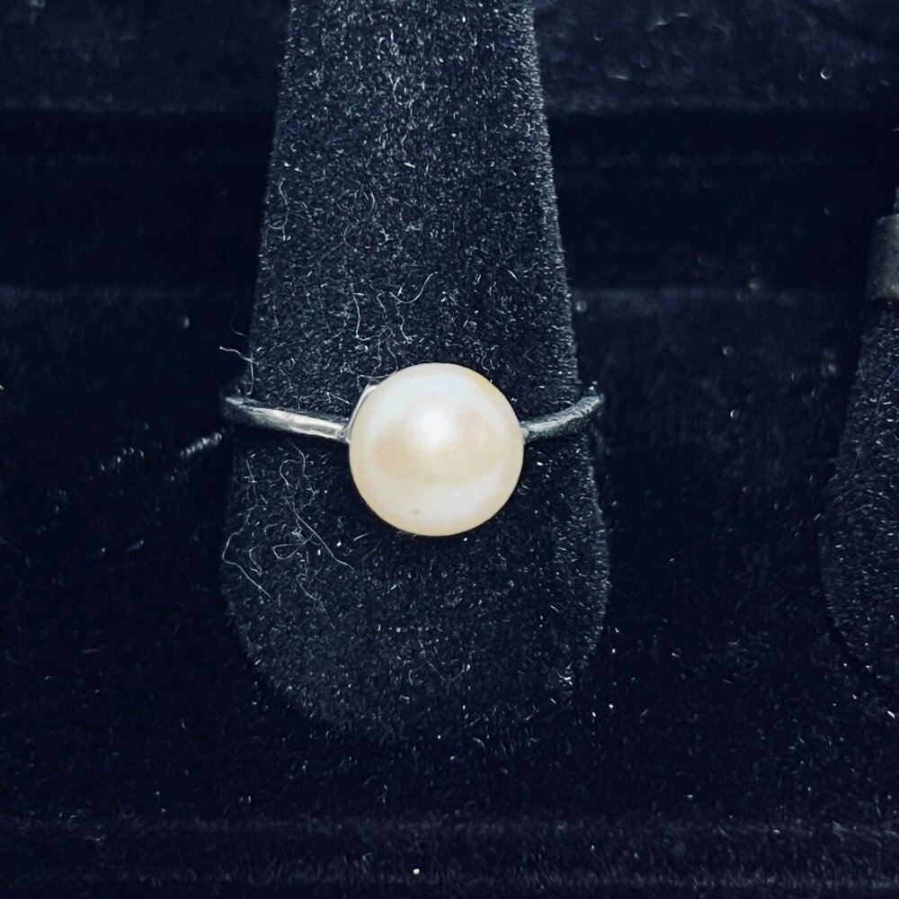Lot Of 6 Silver Tone And Faux Pearl Statement Rings (R454) - Picture 6 of 13